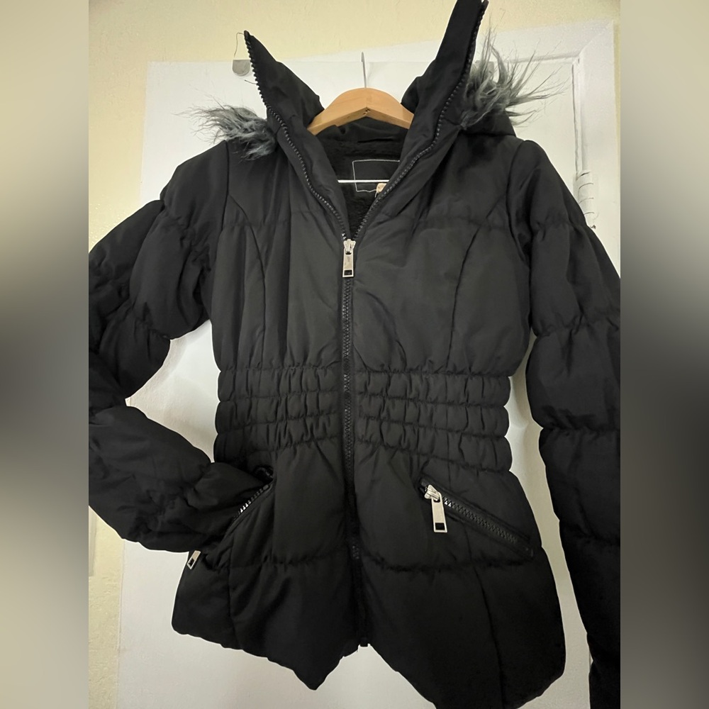 Maralyn & Me Faux-Fur-Trim Hooded Puffer Coat Gently used Sz S - Picture 5 of 9